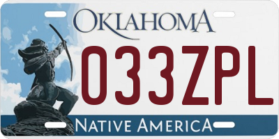 OK license plate 033ZPL