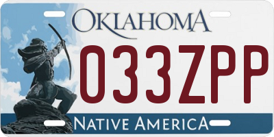 OK license plate 033ZPP