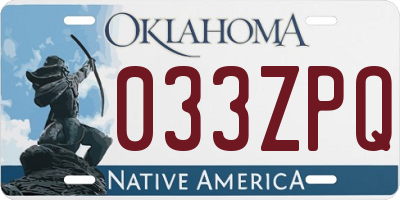 OK license plate 033ZPQ