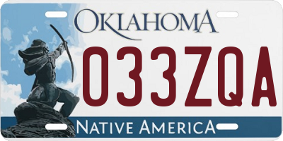 OK license plate 033ZQA
