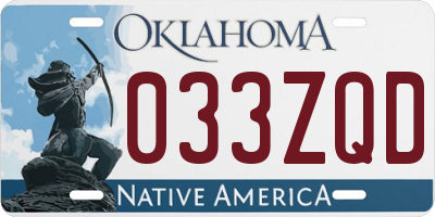 OK license plate 033ZQD