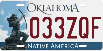 OK license plate 033ZQF