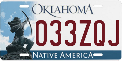 OK license plate 033ZQJ