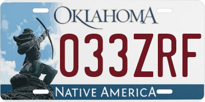 OK license plate 033ZRF