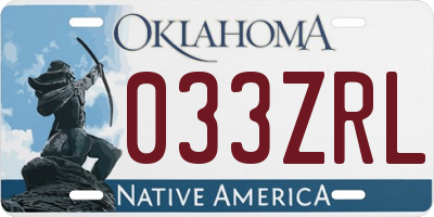 OK license plate 033ZRL