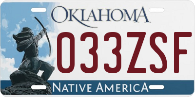 OK license plate 033ZSF