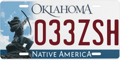 OK license plate 033ZSH