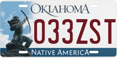 OK license plate 033ZST