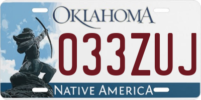 OK license plate 033ZUJ