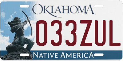 OK license plate 033ZUL