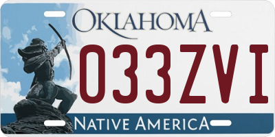 OK license plate 033ZVI