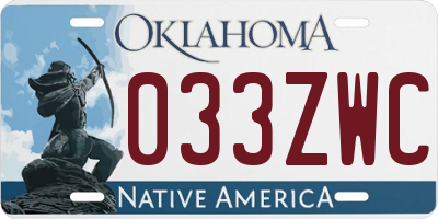 OK license plate 033ZWC