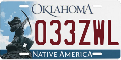 OK license plate 033ZWL