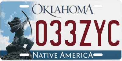 OK license plate 033ZYC