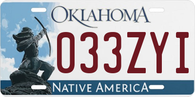 OK license plate 033ZYI