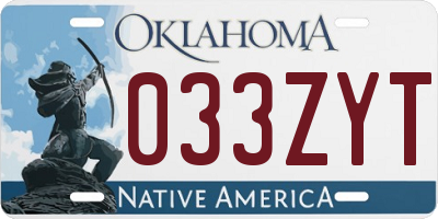 OK license plate 033ZYT