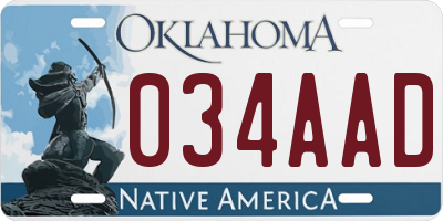 OK license plate 034AAD