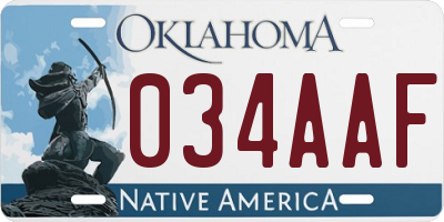OK license plate 034AAF