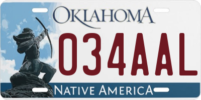 OK license plate 034AAL