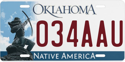 OK license plate 034AAU