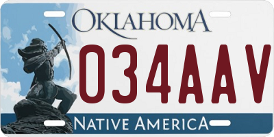 OK license plate 034AAV