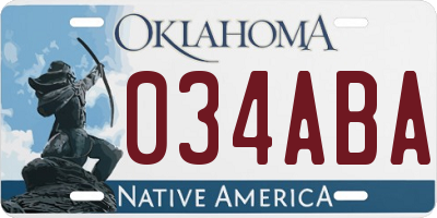 OK license plate 034ABA