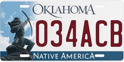 OK license plate 034ACB