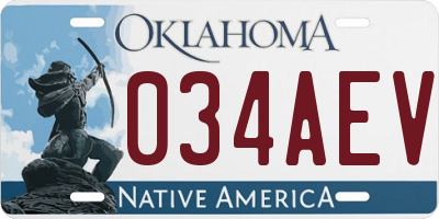 OK license plate 034AEV