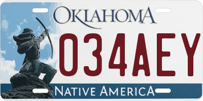 OK license plate 034AEY