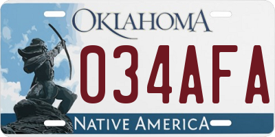 OK license plate 034AFA