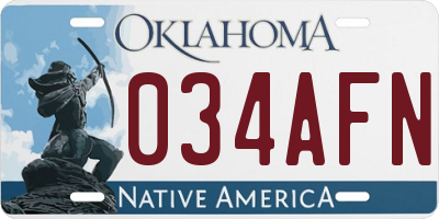 OK license plate 034AFN