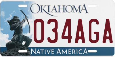OK license plate 034AGA