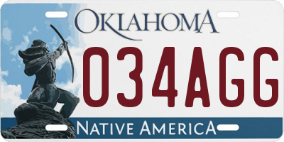 OK license plate 034AGG