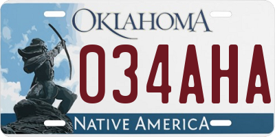 OK license plate 034AHA