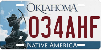 OK license plate 034AHF