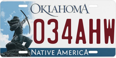 OK license plate 034AHW