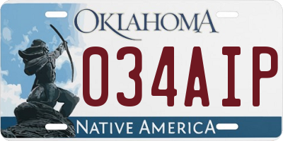 OK license plate 034AIP
