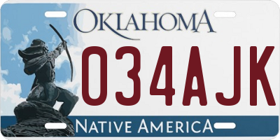 OK license plate 034AJK