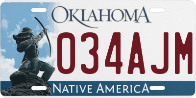 OK license plate 034AJM