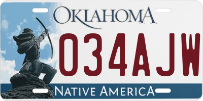 OK license plate 034AJW