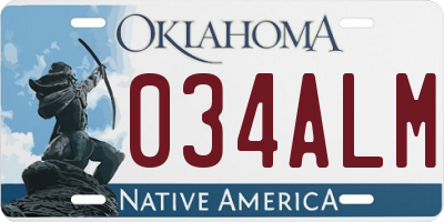 OK license plate 034ALM