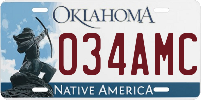 OK license plate 034AMC