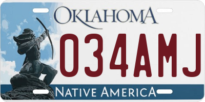 OK license plate 034AMJ