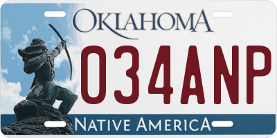OK license plate 034ANP