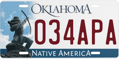 OK license plate 034APA