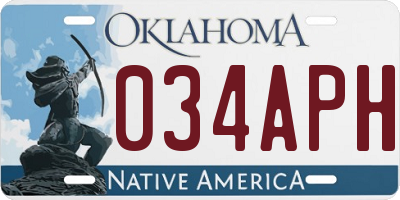 OK license plate 034APH