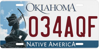 OK license plate 034AQF