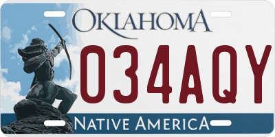OK license plate 034AQY