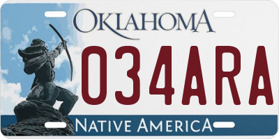 OK license plate 034ARA