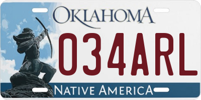 OK license plate 034ARL